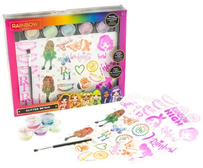 Imagen del producto de Kit de tatuajes con purpurina, tatuajes temporales con lentejuelas, de varios colores, para niños