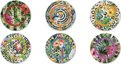 Immagine prodotto di Excelsa Set di 6 sottosuolo Tropical Chic in plastica 33x1,5x33 cm colorato