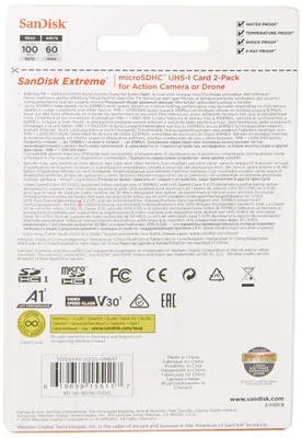 Obrázok produktu pre SanDisk SDSQXAF-032G-GN6AT, 32 GB, MicroSDHC, UHS-I, 100 MB/s, Class 3 (U3), Odolný proti nárazom, Teplovzdorné, Vodeodolný