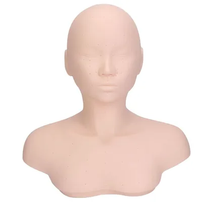 Produktbild von Schulterschönheitsmodellkopf mit Akupunkturpunkten, aus weichem PVC, geeignet für Make-up-Übungen, Perückenausstellung und Gesichtsmassage