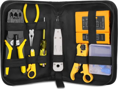 Obrázek produktu pro Handskit RJ45 RJ11 RJ12 Sada kleští na opravu sítí s kabelovým testerem Pružinová svorka Krimpovací nástroj Krimpovací kleště
