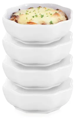 Zdjęcie produktu dla Misyki na przekąski - porcelanowe miski - 50 ml - 7,5 cm - zestaw 4 sztuki - białe