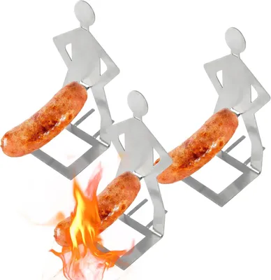 Obrázok produktu pre Držiak na grilovacie klobásy 3 ks, nehrdzavejúca oceľ, stojaci držiak na hotdogy, pre grilovanie
