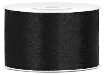 Zdjęcie produktu dla Satynowa wstążka prezentowa czarna 25 m, szerokość 38 mm