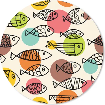 Produktbild von MuchoWow® Mauspad Mousepad Polka dots - Fisch - Regenbogen 20x20 cm - Mousepads - Maus Mat - Pad - Mausunterlage - Schreibtischmatte