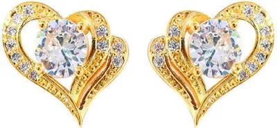 Produktbild von 1 paar Frauen Ohrring Herz-förmigen Mode Schmuck Legierung Frau Ohr Studs Schmuck Geschenk für Party-Golden