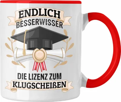 Produktbild von Trendation - Bachelor Abschluss Geschenk Tasse Prüfung Bestanden Uni Graduation Geschenkidee - Endlich Besserwisser (Rot)