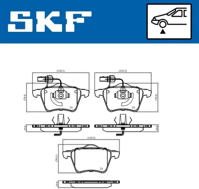 Produktbild von SKF Bremsbeläge Satz Vorne Bremsklötze für VW Transporter IV Bus (70B, 70C, 7DB, 7DK, 70J, 70K, 7DC, 7DJ) VKBP 81036 E