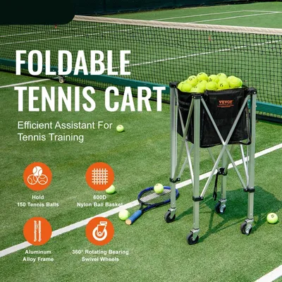 Immagine prodotto di Rete da tennis - Tennis - Baseball - Rete da tennis portatile - Carrello - Carrello pieghevole - Palline da tennis - 150 palline