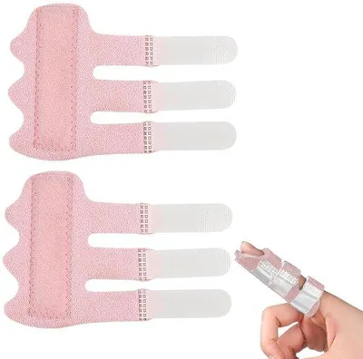 Imagen del producto de Dos soportes ajustables para los dedos, con clip transpirable y cierre de velcro, para el tratamiento de fracturas del pulgar, que ayudan a la alineación y alivian el dolor