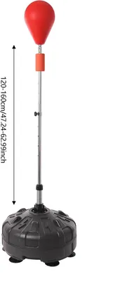 Image de Sac de frappe sur socle - Entraîneur de boxe de réflexes - Hauteur réglable de 120 à 160 cm - 6 ventouses - Idéal pour les salles de sport à domicile et les centres de fitness - Rouge et noir