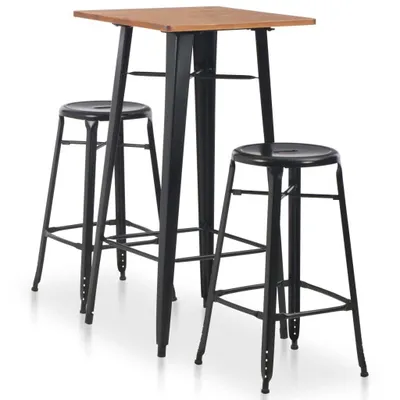 Produktbild von The Living Store 3-teiliges Bar-Set Stahl Schwarz