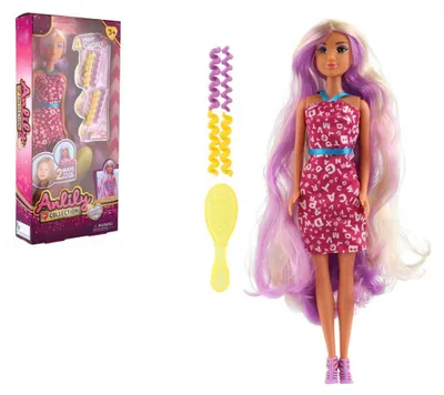 Imagen del producto de Muñeca Panenka Anlily, con pelo largo, de plástico, 28 cm, con accesorios en una caja de 15x32x5 cm