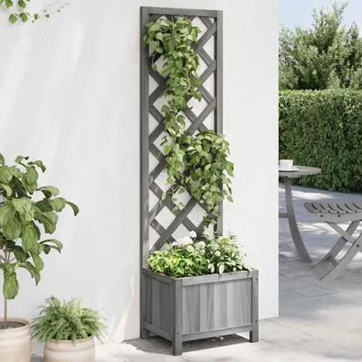Image de Maison Exclusive - Jardinière avec treillis, 40x30x135 cm, en bois massif de sapin