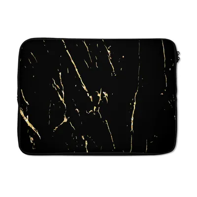 Produktbild von MuchoWow® Laptop Hülle 14 ZollMarmor - Schwarz - Gold - Luxus Laptoptasche - Laptoptasche - Stoßsicher - Schutzhaube