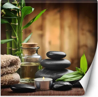 Produktbild von Vlies fototapete Bambus-Zen-Steine im Spa 250x250 cm Feeby Braun inkl. Kleber einfache Montage