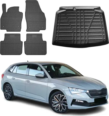 Immagine prodotto di Set di tappetini e rivestimenti per il bagagliaio per Skoda Scala 2019-2025 in gomma TPE nero 5x