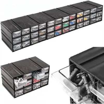 Produktbild von 36 Schubladen Regal endlos erweiterbar Kombi Modul transparent