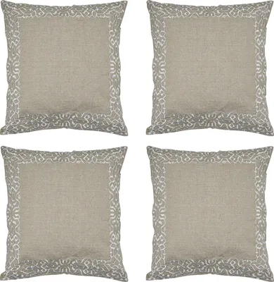 Imagen del producto de Juego de 4 fundas de cojín, cojines de 40x40 cm. Cojines suaves de algodón bordados, ideales como decoración para el salón, para colocar en sillones y sofás. Cojines decorativos "Frisia" en color blanco, perfectos como cojines para sillas en el comedor