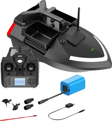 Image de Bateau appât, autonomie de 4 heures, télécommande d'une portée de 500 m, noir - 12 000 mAh