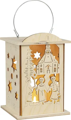 Zdjęcie produktu dla Lampion kościoła w Seiffen z podgrzewaczem lub oświetleniem LED, szer. x wys. x gł. 16 x 12 x 12 cm, NOWY