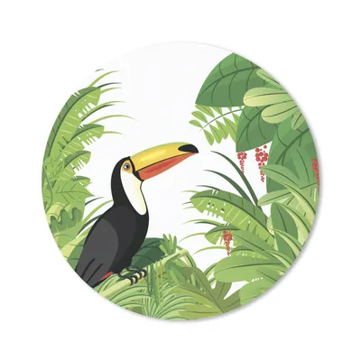 Produktbild von MuchoWow® Mauspad Mousepad Vektor-Illustration eines Tukans und eines tropischen Regenwaldes 20x20 cm - Mousepads - Maus Mat - Pad - Mausunterlage - Schreibtischmatte
