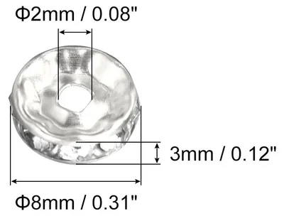Produktbild von 200 Stš¹ck 8mm Rondelle Spacer Perlen zum Auff?deln Zwischenperlen fš¹r Armb?nder, Strass Spacer Perlen, Abstandsperlen fš¹r DIY Armband Halskette Schmuckherstellung, Silber Wei?