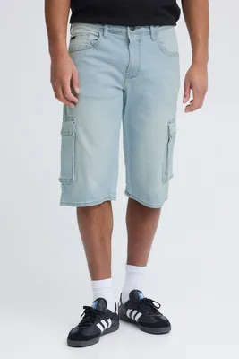 Produktbild von Blend He BHDenim Herren Cargoshorts Shorts kurze Hose mit Eingrifftaschen Baumwollmischung Gürtelschlaufen Cargotaschen leicht ealstisch Regular fit
