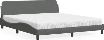 Productafbeelding van vidaXL Bed met matras "Dover", donkergrijs, 180x200 cm, met stoffen bekleding