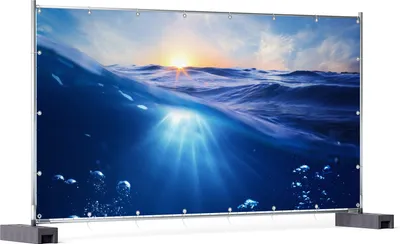 Produktbild von Wallario XXL Outdoor-Poster für Garten oder Balkon, Motiv Wellen im Meer bei Sonnenuntergang, in ca. 340 x 173 cm