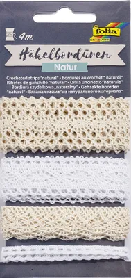 Produktbild von folia Häkelbordüren-Set "Natur" 4 x 1 m