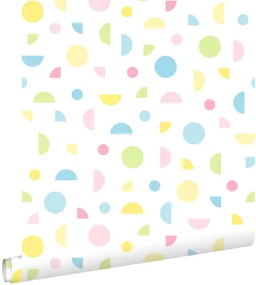 Produktbild von ESTAhome Tapete grafisches Motiv Weiß, Blau, Grün und Rosa 50 x 900 cm