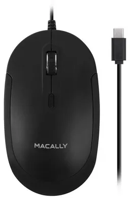 Image de Macally Ucdynamouse-B, souris silencieuse USB-C 3 boutons, molette de défilement optique, câble noir