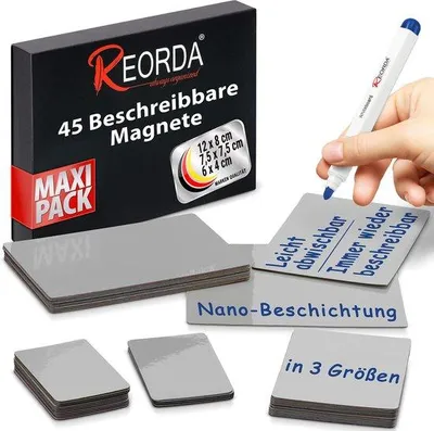Produktbild von Beschreibbare Magneten in 3 Größen, grau, für Whiteboards