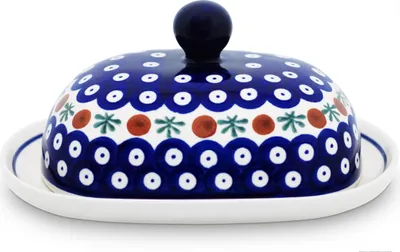 Produktbild von Bunzlauer Keramik Butterdose Butterglocke Butterbehälter oval für 250g (1 Stück Butter) 20x15x10cm Dekor 41