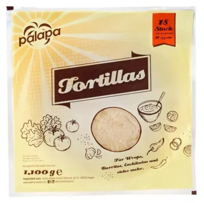 Zdjęcie produktu dla Palapa Tortilla świeża Idealna do Wraps Soft Tacos 25cm 18 sztuk 1100g