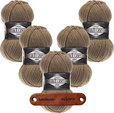 Produktbild von 5 x ALIZE Superlana Midi 466 dark beige mit Label