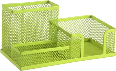 Imagen del producto de Organizador de escritorio metálico, con 3 compartimentos, dimensiones 205 x 103 x 98 mm, portalápices para oficina
