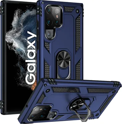 Image de Étui pour Samsung Galaxy S23 Étui ultra robuste à double couche, protection militaire avec support d'anneau et support bleu