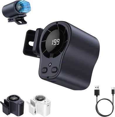 Produktbild von Klemmventilator mit Akku, LED Display, 199 Geschwindigkeitsstufen, 360° drehbar, Mini Clip Ventilator für Auto, Büro & Outdoor