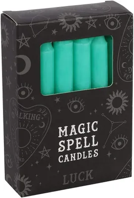 Productafbeelding van London 12 groene 'Luck' spreukkaarsen