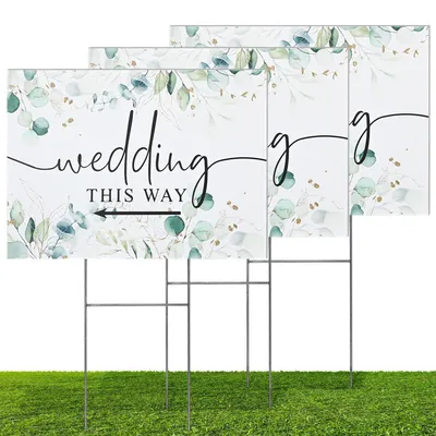Imagen del producto de Juego de 3 carteles para bodas con estacas para fijarlos al suelo