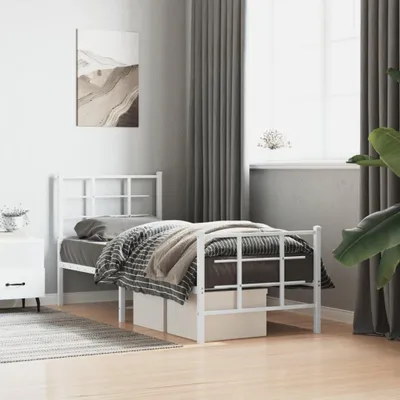 Immagine prodotto di vidaXL Struttura letto con testiera e pediera in metallo bianco 75x190 cm