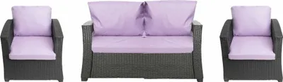 Obrázek produktu pro Zahradní polštáře na polyratanový nábytek 4místný fialový Sedací na pohovku 112x50, 2 polštáře na židle 56x50, polštáře na zahradní nábytek