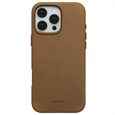 Image de Accezz Couverture arrière Magsafe en cuir vintage pour l'Apple iPhone 16 Pro Max - Tabac Cognac