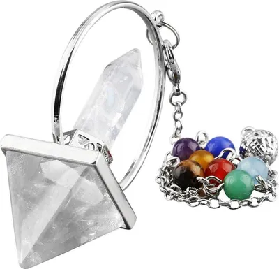 Image de Pendentif en cristal de roche 7 chakras pierre hexagonale pyramidale