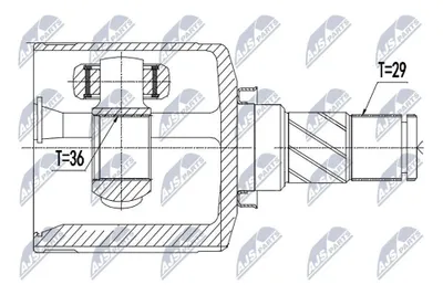 Produktbild von NTY Gelenksatz Antriebswelle Vorne Links Getriebeseitig für NISSAN MURANO (Z50) NPW-NS-036