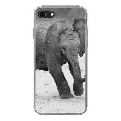 Produktbild von MuchoWow® Handyhülle Schutzhülle Hülle für iPhone 8 Elefant - Baby - Tiere - Kröte - Schwarz und weiß Silikon Softcase Handy Hülle - Schutzhaube