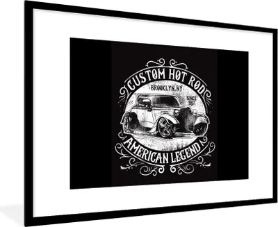 Produktbild von MuchoWow® MuchoWow® Gerahmtes Poster Mancave - Oldtimer - Auto - Retro 90x60 cm - Poster mit zchwarzem Bilderrahmen - Wanddekoration - Fotos
