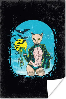Produktbild von MuchoWow® Poster Vintage - Katze - Hut 20x30 cm - Papierdruck